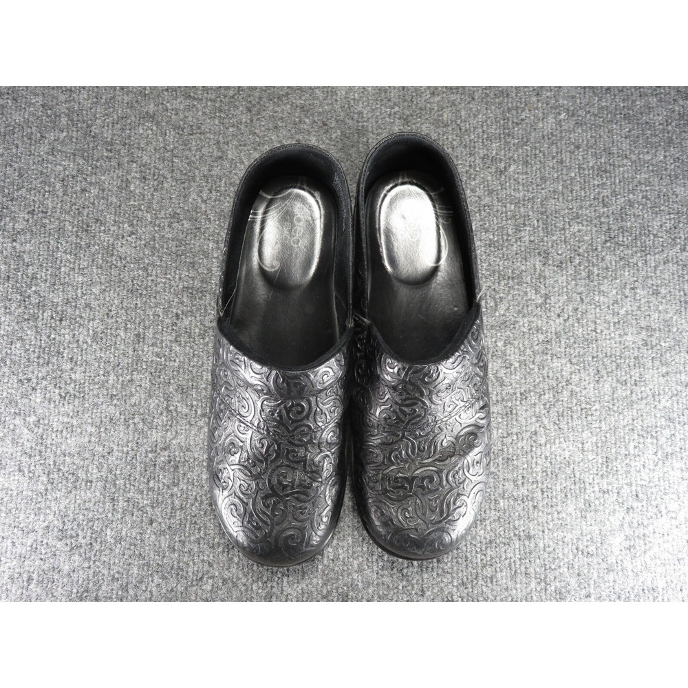 Abeo Flora Clog Black Leather Slip On Women's 8.5N Comfort Professional Textured - Picture 11 of 16
